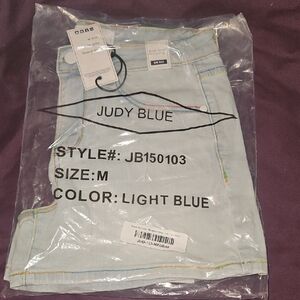 Judy Blue Light Wash Denim Shorts with Rainbow Stitching